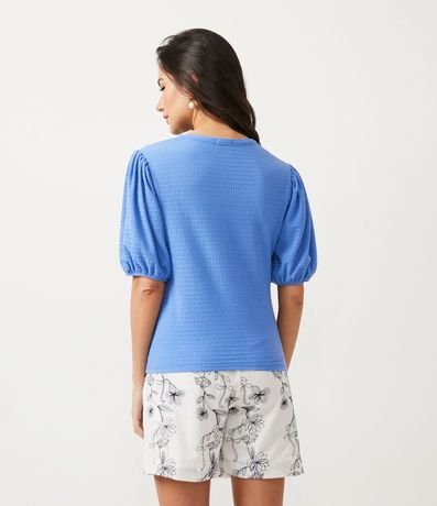Blusa Texturizada con Cuello redondo y Manga Abullonada 3