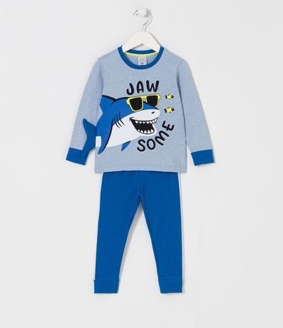 Pijama Largo Infantil con Estampado Interactiva de Tiburón - Talle 2 a 4 años 1