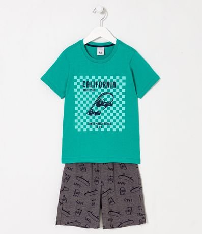 Pijama Corto Infantil Estampado Califórnia Skate - Talle 5 a 14 años 1