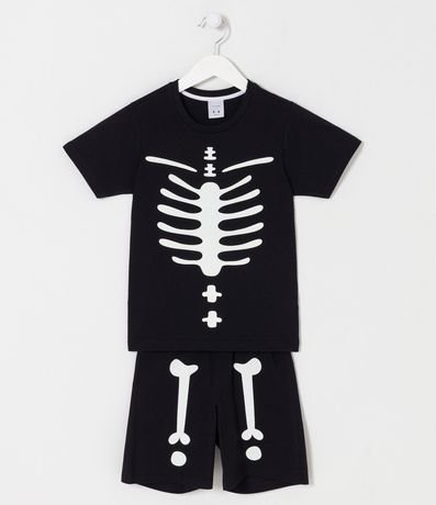 Pijama Corto Infantil con Estampado de Esqueleto - Talle 4 a 14 años 1