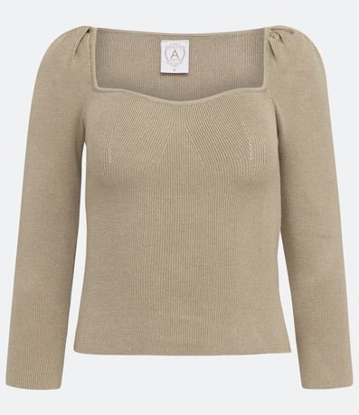 Blusa de Punto con Escote Corazón y Hombreras 5