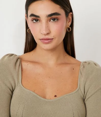 Blusa de Punto con Escote Corazón y Hombreras 4