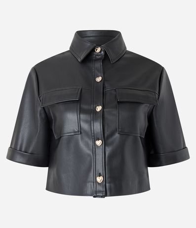 Camisa en Material Sintético con Botones de Corazón 5