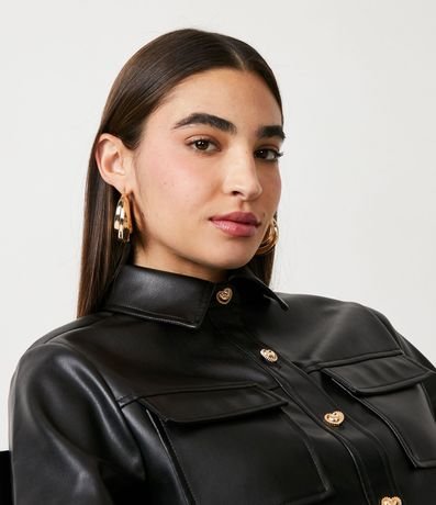 Camisa en Material Sintético con Botones de Corazón 4