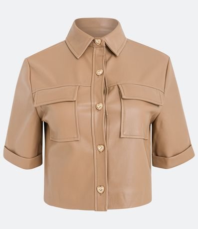 Camisa en Material Sintético con Botones de Corazón 5