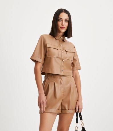 Camisa en Material Sintético con Botones de Corazón 1