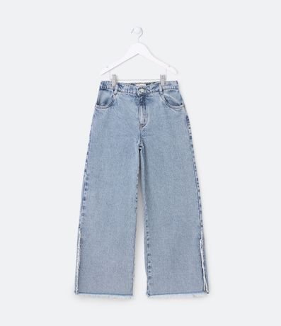 Pantalón Wide Leg Infantil en Jeans con Abertura Deshilachada - Talle 5 a 14 años 1