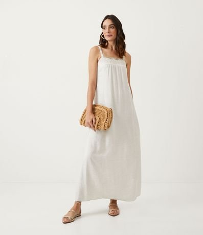 Vestido Midi en Viscolino con Bordado Vazado 1