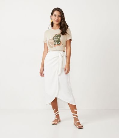 Blusa T-shirt en Viscosa con Bordado Follaje 2