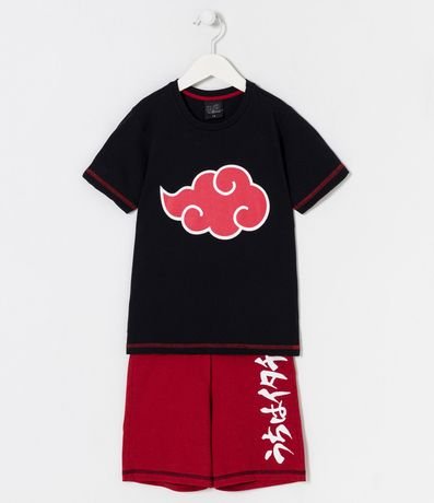 Pijama Corto Infantil con Estampado Simbolo Akatsuki - Talle 5 a 14 años 1