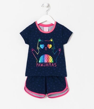 Pijama Corto Infantil con Estampado de Gato - Talle 1 a 4 años 1