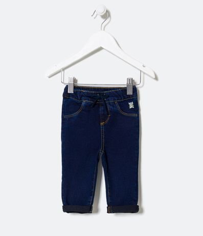 Pantalón Jogger Infantil en Jeans con Bordado de Osito - Talle 0 a 18 meses 1
