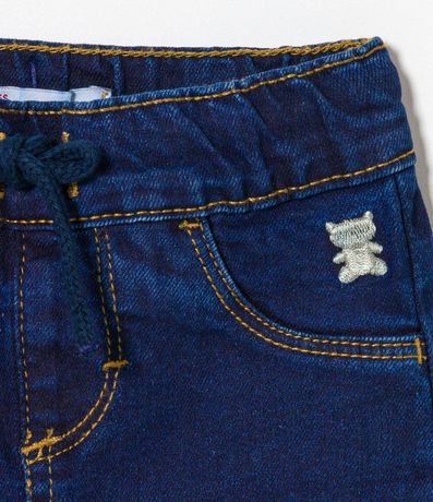 Pantalón Jogger Infantil en Jeans con Bordado de Osito - Talle 0 a 18 meses 4
