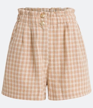 Short Clochard Estampado Cuadrillé con Botones Metalizados 5