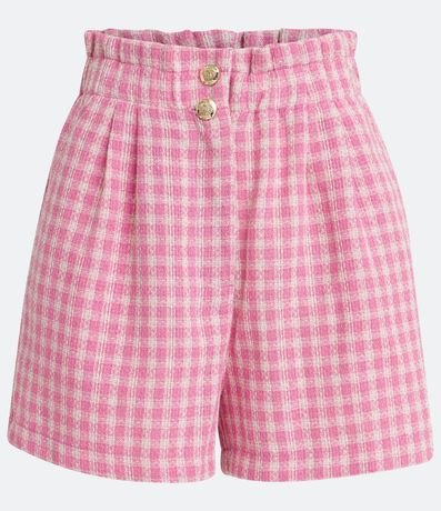 Short Clochard Estampado Cuadrillé con Botones Metalizados 5