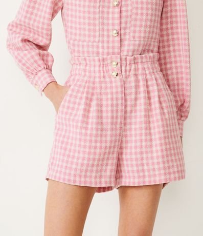 Short Clochard Estampado Cuadrillé con Botones Metalizados 2