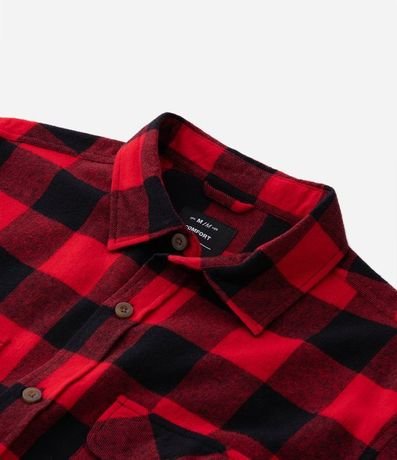 Camisa Regular en Franela de Cuadros y Manga Larga 8