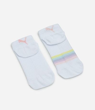 Kit 02 Pares de Medias Caña Corta en Algodón Acanelado con Arcoiris Puma 2