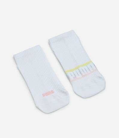 Kit 02 Pares de Medias Caña Corta en Algodón Acanelado con Arcoiris Puma 3