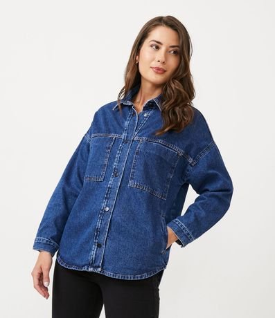 Campera Oversized Jeans con Bolsillos Diferenciados