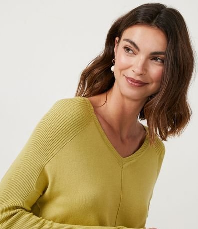 Blusa de Punto con Escote V Texturizada con Barra Mullet 4