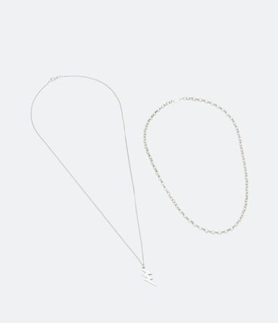 Collar Doble con Cadena y Colgante de Rayo 3