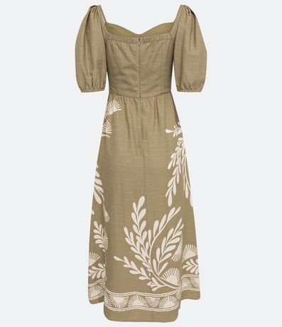 Vestido New Midi en Lino con Manga 3/4 y Estampado de Follaje 7
