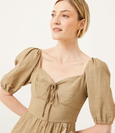 Vestido New Midi en Lino con Manga 3/4 y Estampado de Follaje 4