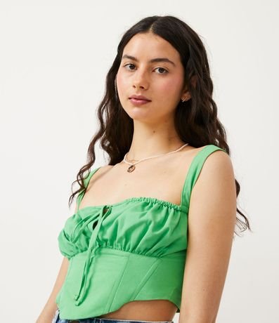 Blusa Musculosa Cropped en Tricolina con Lazo en el Busto 4