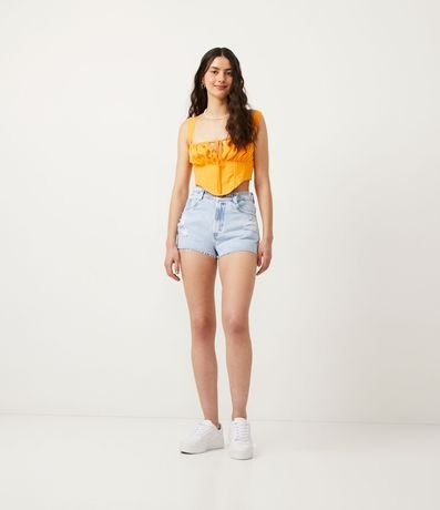 Blusa Musculosa Cropped en Tricolina con Lazo en el Busto 2