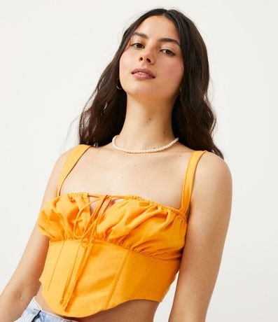 Blusa Musculosa Cropped en Tricolina con Lazo en el Busto 4