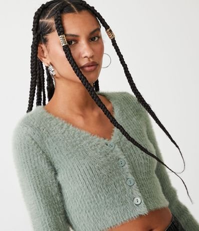 Cardigan de Punto Acanalado con Pelitos 4