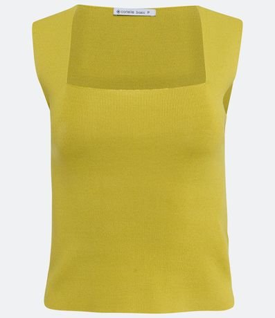 Blusa Cropped en Punto con Escote Cuadrado 5