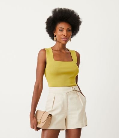 Blusa Cropped en Punto con Escote Cuadrado 1