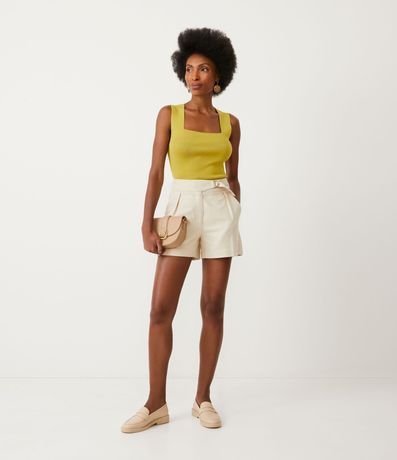 Blusa Cropped en Punto con Escote Cuadrado 2