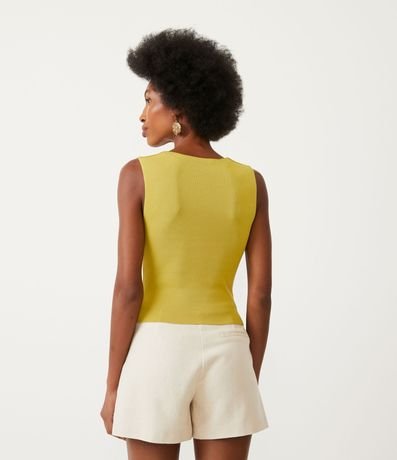 Blusa Cropped en Punto con Escote Cuadrado 3