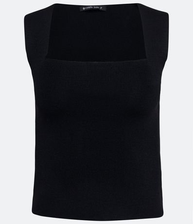 Blusa Cropped en Punto con Escote Cuadrado 5