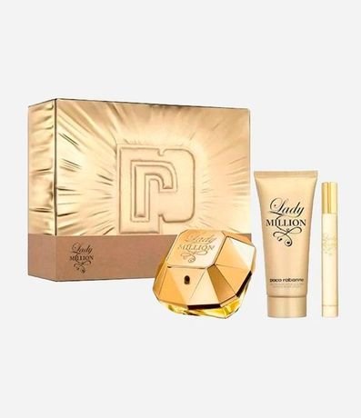 Kit Perfume Paco Rabanne Lady Million Eau de Parfum 80ml + Body Lotion + Travel Parfum