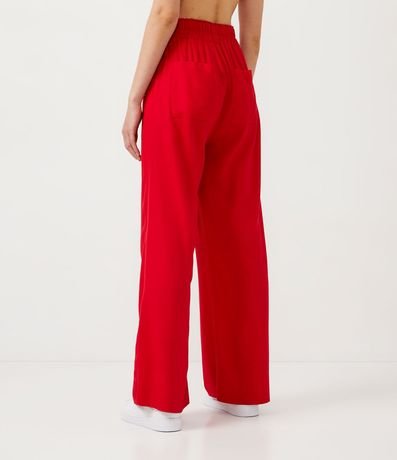 Pantalón Wide Leg en Viscolino con Cintura Elástica y Bolsillos 3
