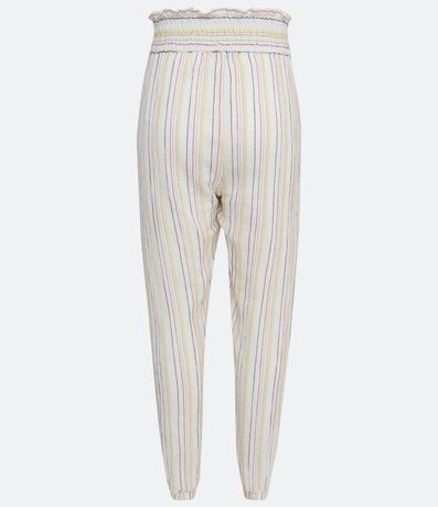 Pantalón Carrot Cintura Alta en Algodón con Hilo Teñido Contrastante 6