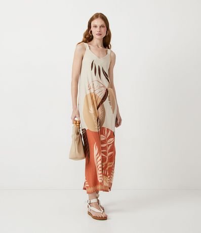 Vestido Musculosa en Viscosa con Estampado Follaje 1