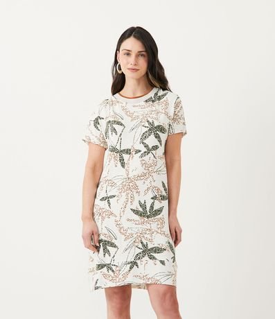 Vestido en Algodón con Estampado Follaje