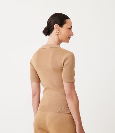 Blusa en Tejido de Punto con Mangas Cortas Cremallera en el Cuello 3