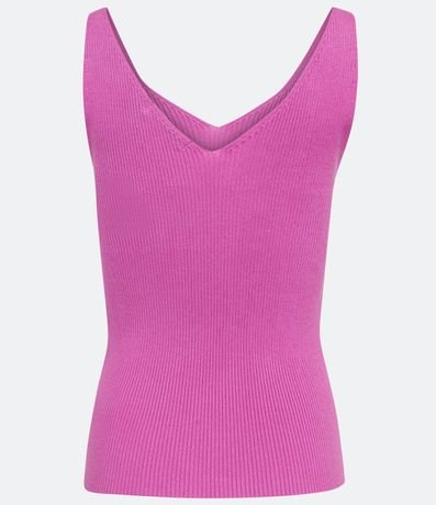Blusa Musculosa en Punto Acanalado con Escote V 6