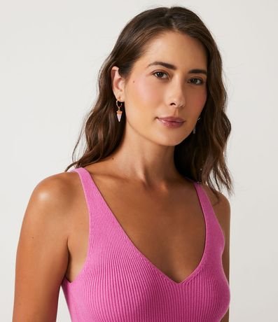 Blusa Musculosa en Punto Acanalado con Escote V 4