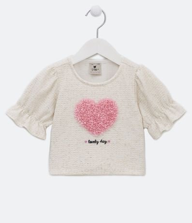 Blusa Infantil Texturizada con Corazón de Organza - Talle 1 a 5 años