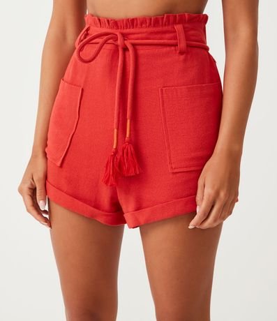 Short Clochard en Viscolino con Cinturón Cuerda y Bolsillo 2