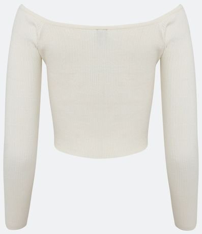 Blusa Cropped de Punto Acanalado con Escote Ombro a Ombro y Manga Larga 6