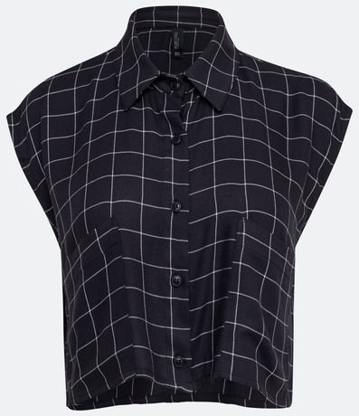 Blusa Cropped en Viscosa con Estampado de Cuadros 5