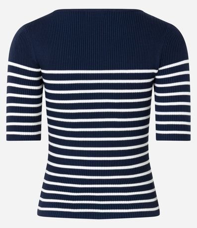Blusa de Punto con Textura Acanalada y Estampado Rayada 9
